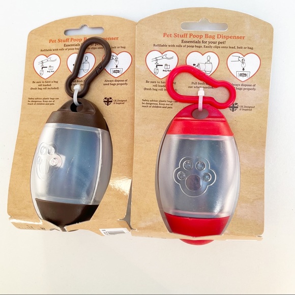 PET DOG Poop Bag Dispenser Clip on with bags CLEAN UP the easy way SET of 2 NEW - Picture 4 of 6
